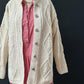 Vintage 80s Ireland Carraig Donn Aran Cream Pure New Wool Cardigan Sweater