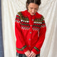 Vintage Dale of Norway Red Nordic Fair Isle Wool Cardigan
