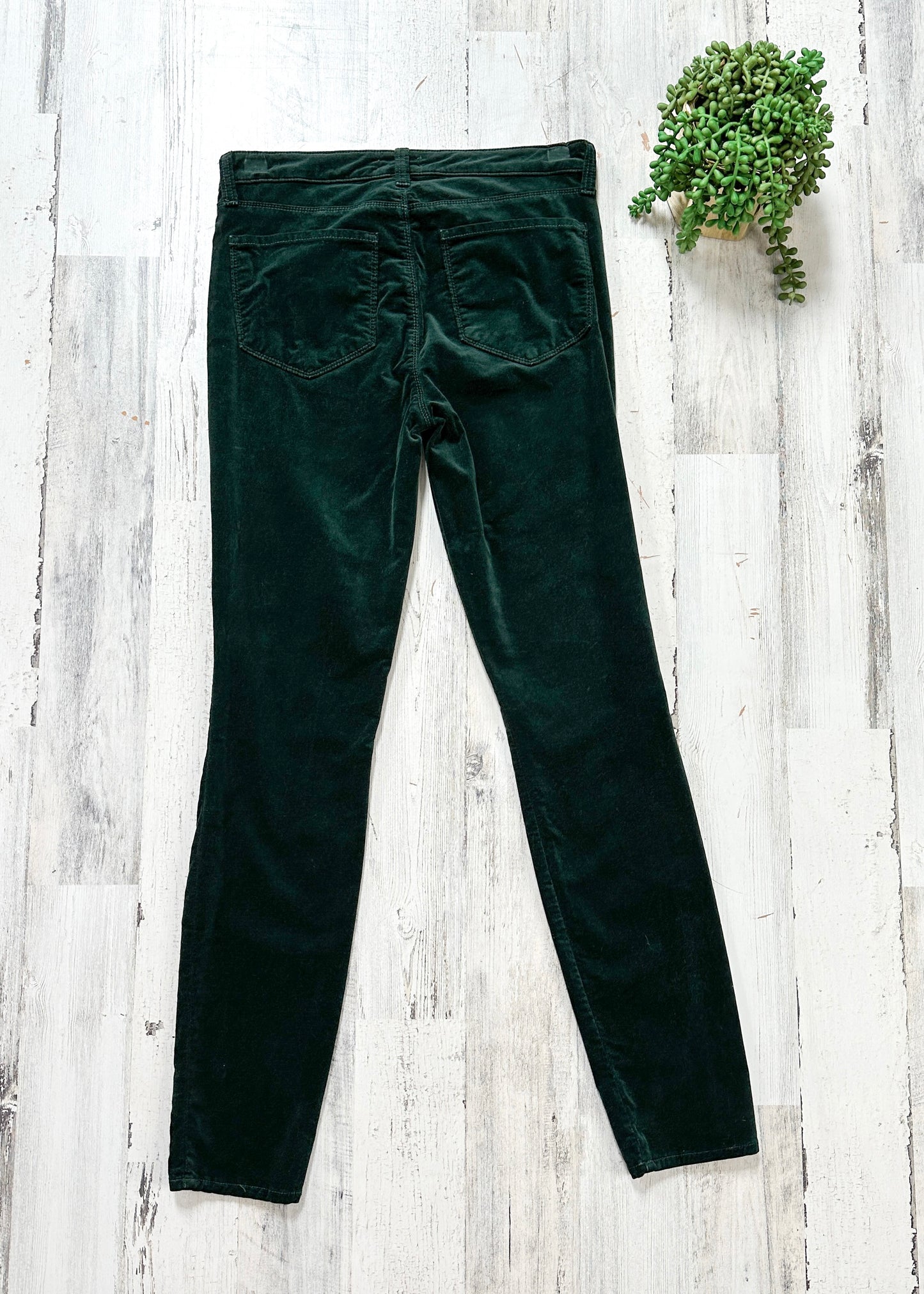 L’AGENCE Marguerite High Rise Velvet Slim Pants in Evergreen (28 or 6)