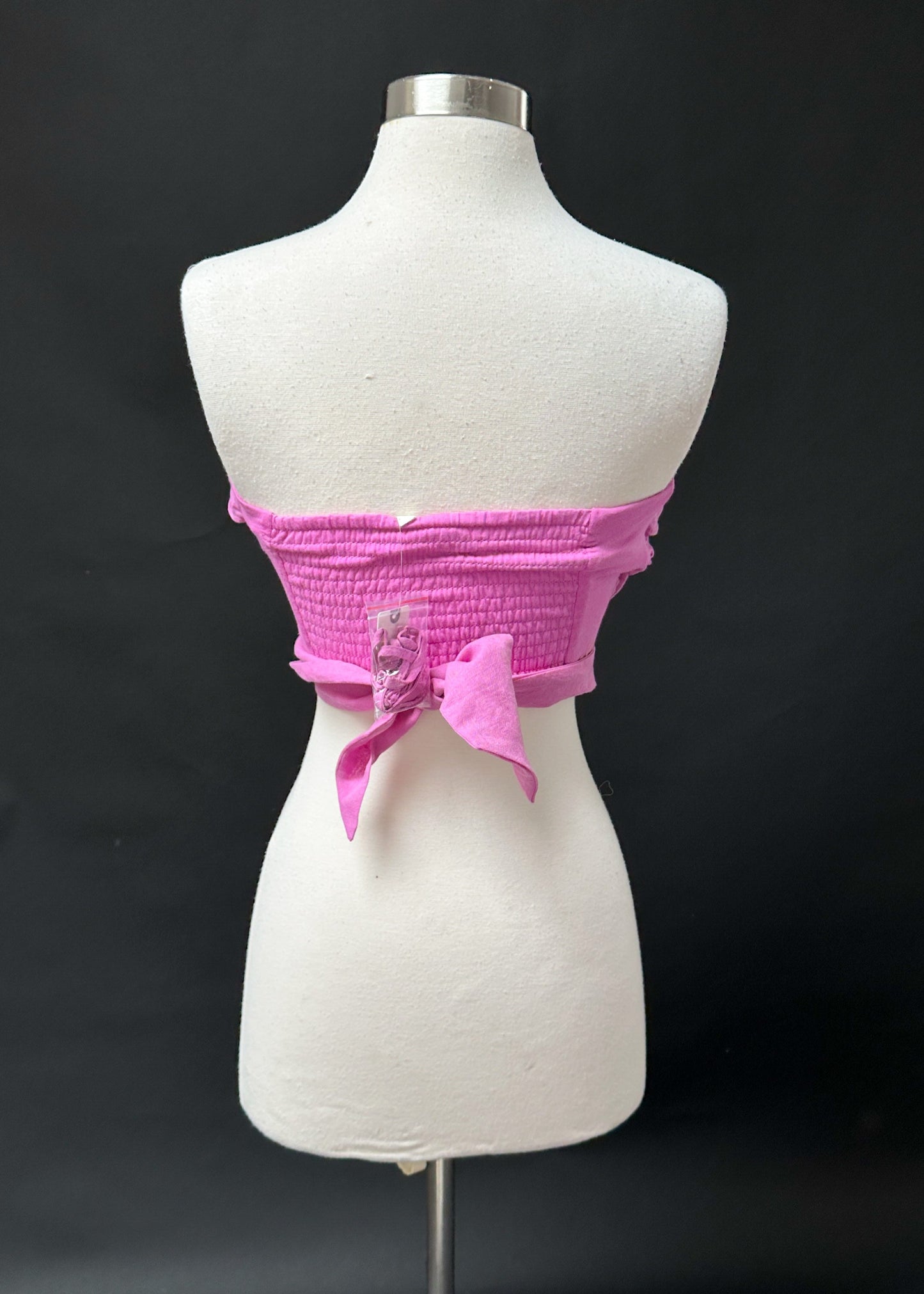 NEW Anthropologie Pink Ruffle Wrap and Tie Tube Top (S)