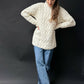 Yarnworks Handknit Cozy Cream Heavy Knit Roll Neck Sweater (M)