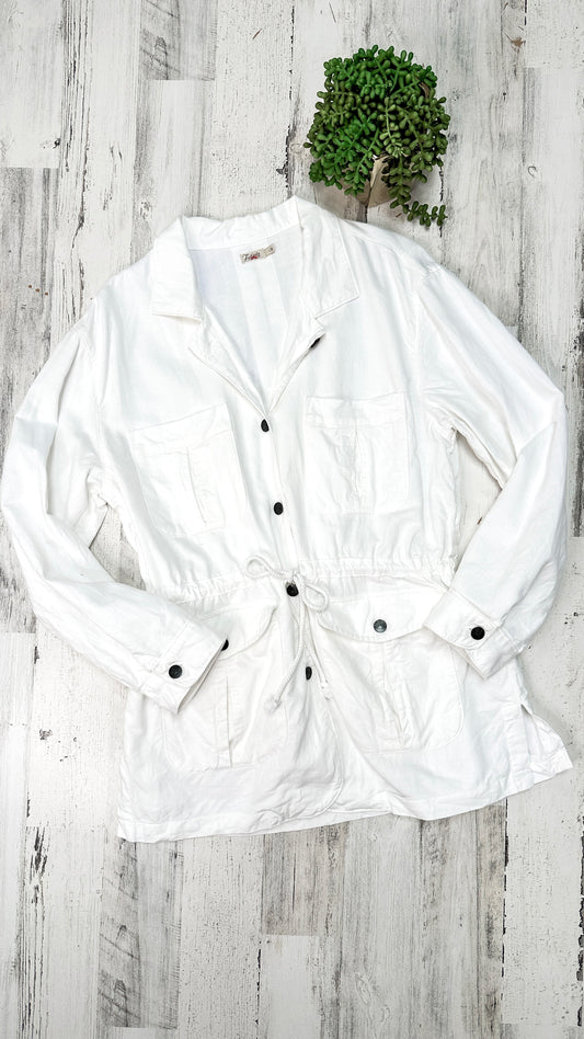 Faherty Larkspur Utility Jacket in White Linen (L)