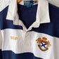 Vintage 90s 00s Polo Ralph Lauren Navy White Striped Crest Rugby Shirt (XL)