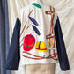 RARE Vintage Ralph Lauren Equestrian Jacket White Navy Polo Horse Tack Print Graphic