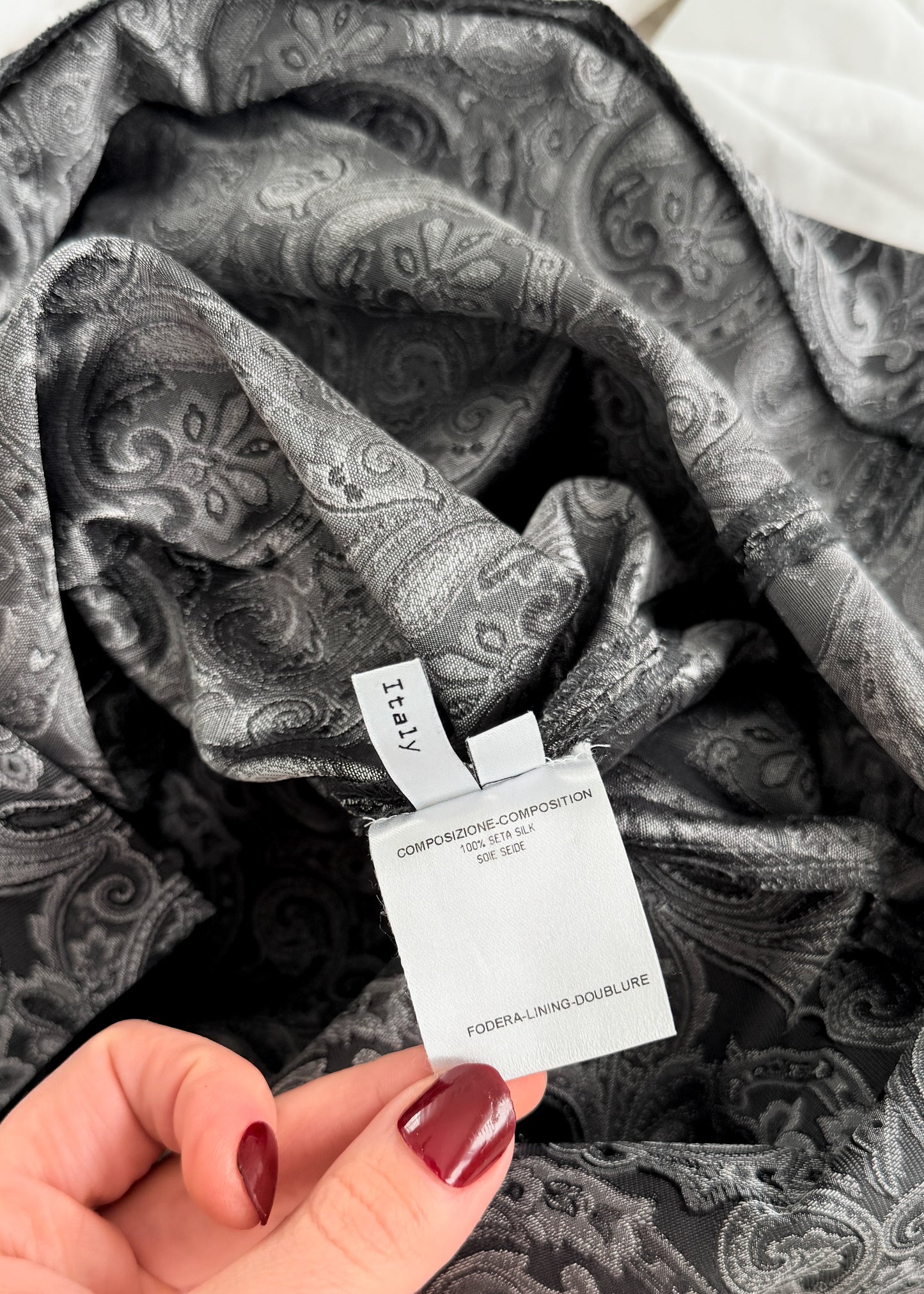 Balenciaga Gray Silver Jacquard 100% Silk Mini Skirt (38 or US 6)