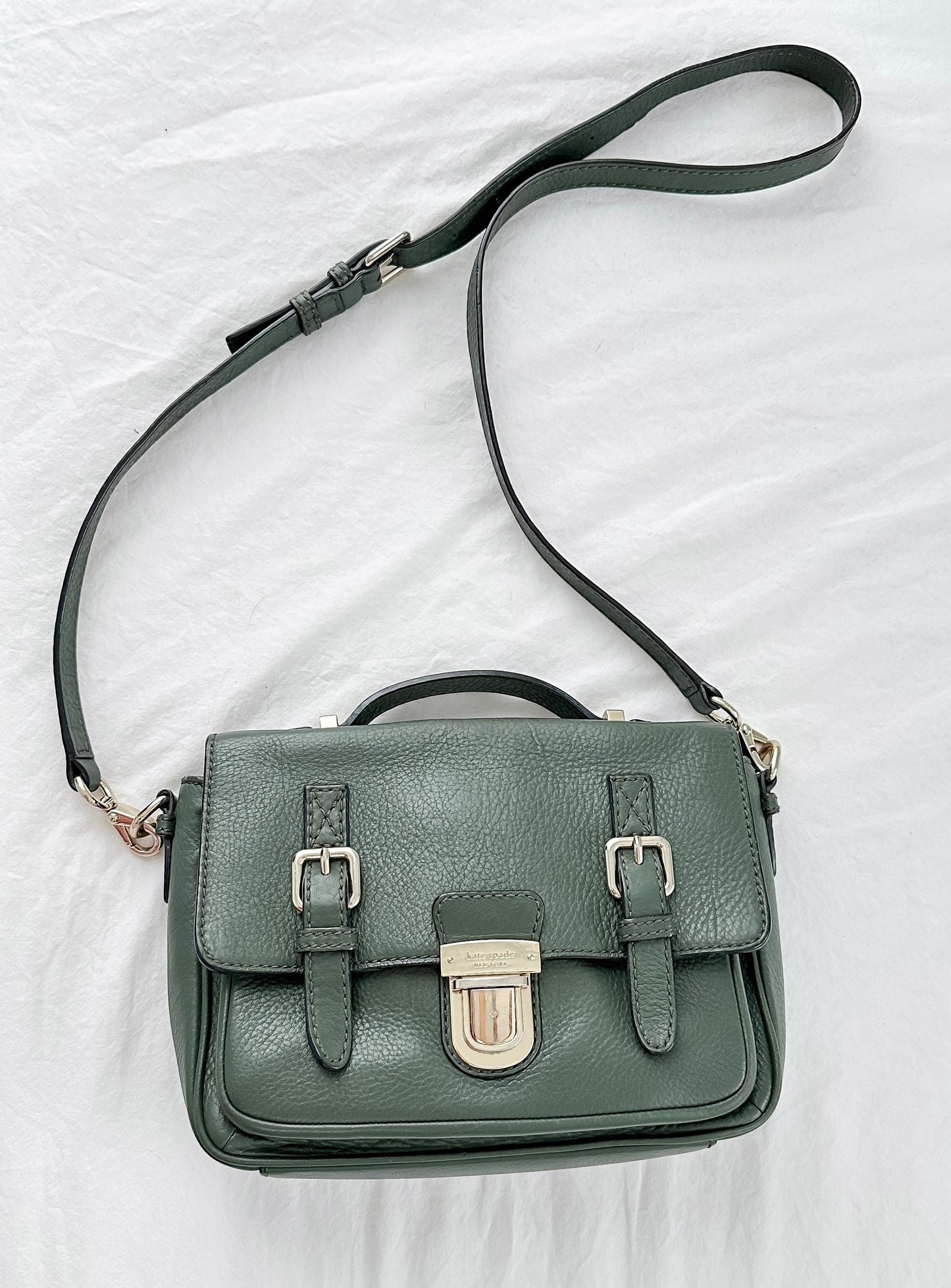 Kate Spade Lola Avenue Lia Dark Green Loden Satchel Purse