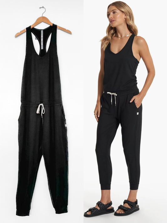 Vuori Black Lux Racerback Drawstring Harem Jogger Jumpsuit (M)