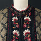 Icelandic Designs Brown & Black Floral Embroidered Wool Zip Knit Jacket Sweater (XL)