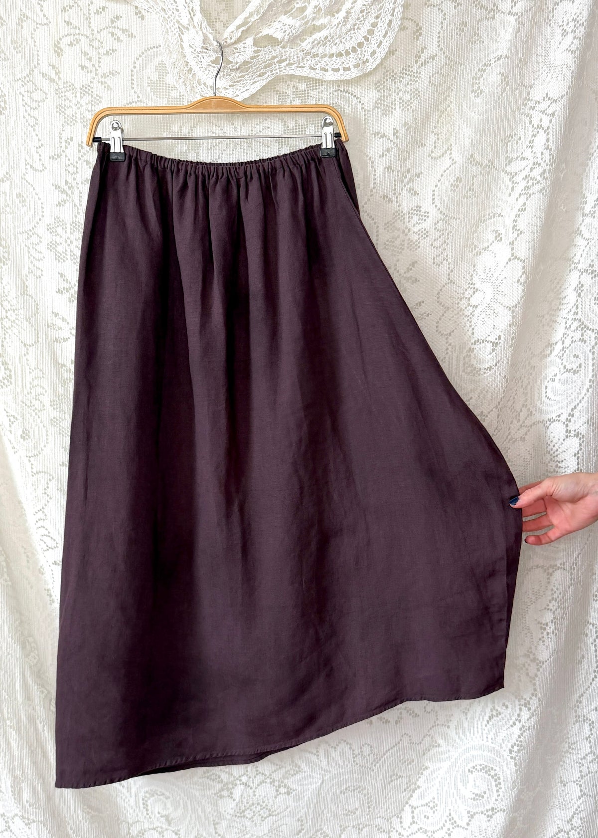 KL Playwear Brown 100% Linen Balloon Maxi Skirt (one size)