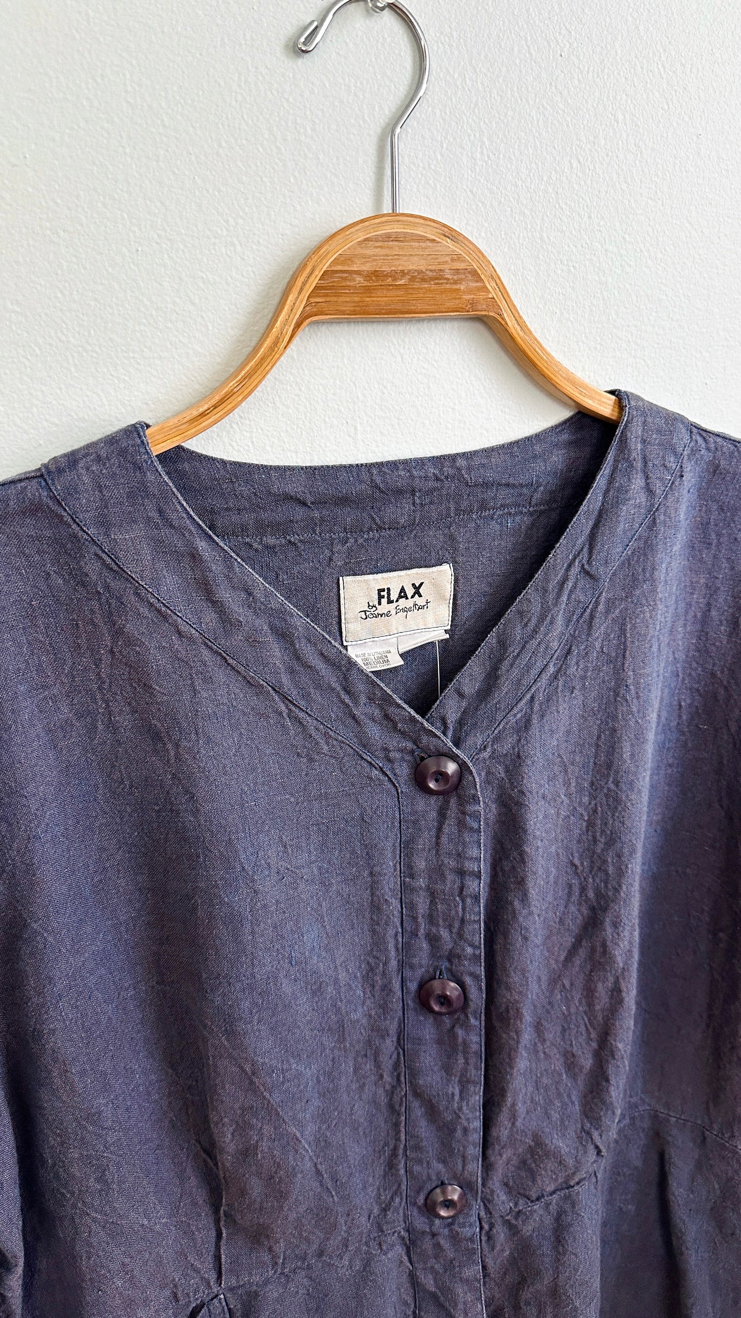 Flax by Jeanne Engelhart Navy Blue 100% Linen Jacket (M)