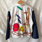 RARE Vintage Ralph Lauren Equestrian Jacket White Navy Polo Horse Tack Print Graphic