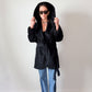 Vintage 80s Lorovi Black Wool Cloak Tie Front Coat (S/M)
