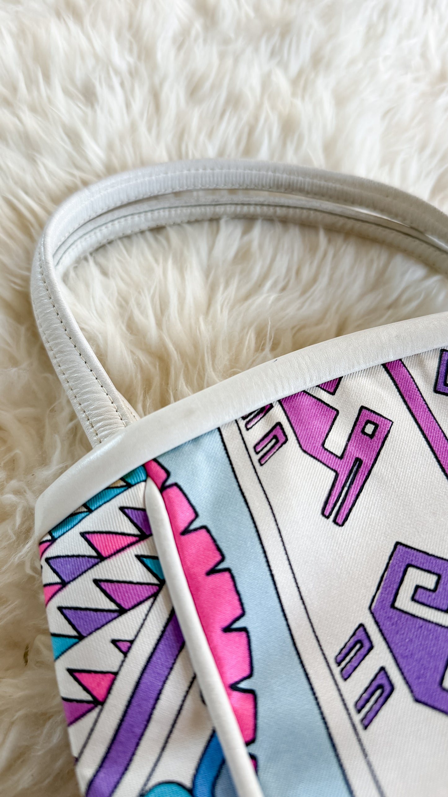 Emilio Pucci by Jana 1960s RARE Abstract Silk and Leather Top Handle Purse