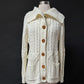 Vintage 70s Cream Folded Collar Thick Knit Cardigan (S/M)