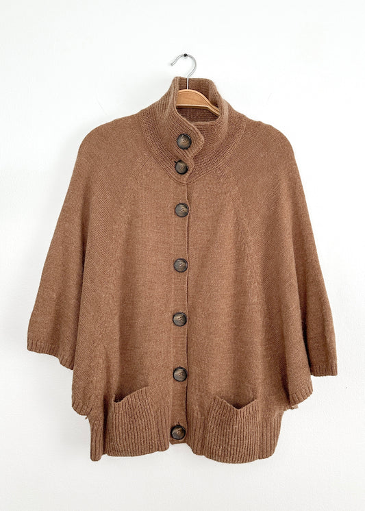 Classiques Entier Atelier Mocha Brown Wool Alpaca Blend Knit Capelete Sweater (L)