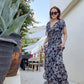 Cinq à Sept Kris Chiffon Dress in Raven Paisley Navy Blue Chiffon Smocked Maxi