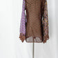 Emamó Purple & Brown Crochet Trim Tie Front Cover-Up Top (S)