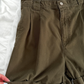 Vintage 90s Bill Blass Olive Green Khaki Cotton High Waist Rolled Cuff Shorts