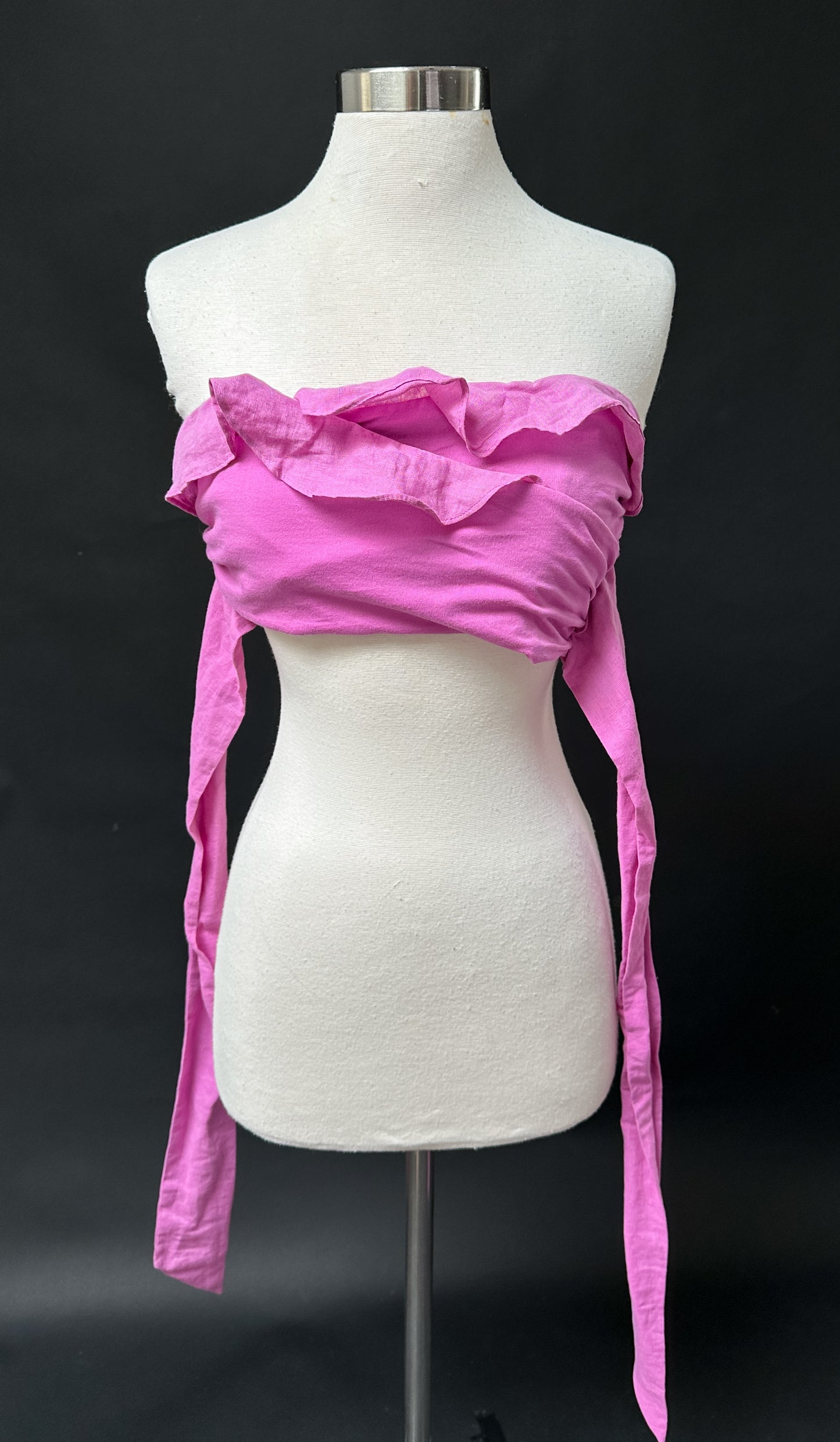 NEW Anthropologie Pink Ruffle Wrap and Tie Tube Top (S)