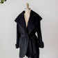 Vintage 80s Lorovi Black Wool Cloak Tie Front Coat (S/M)