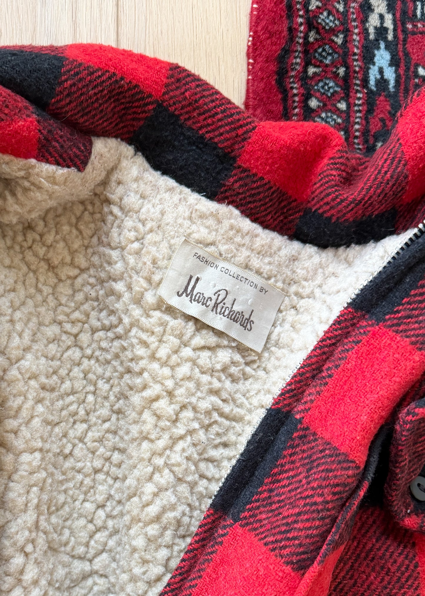 Vintage Marc Richards Classic Buttalo Plaid Sherpa Fleece Lined Insulated Jacket (M)