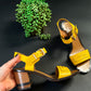 Fendi Yellow Leather Sandals Block Heels (39 or 8.5)