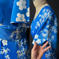 Vintage 70s Liberty House Hawaii Blue Floral Maxi Dress (M)
