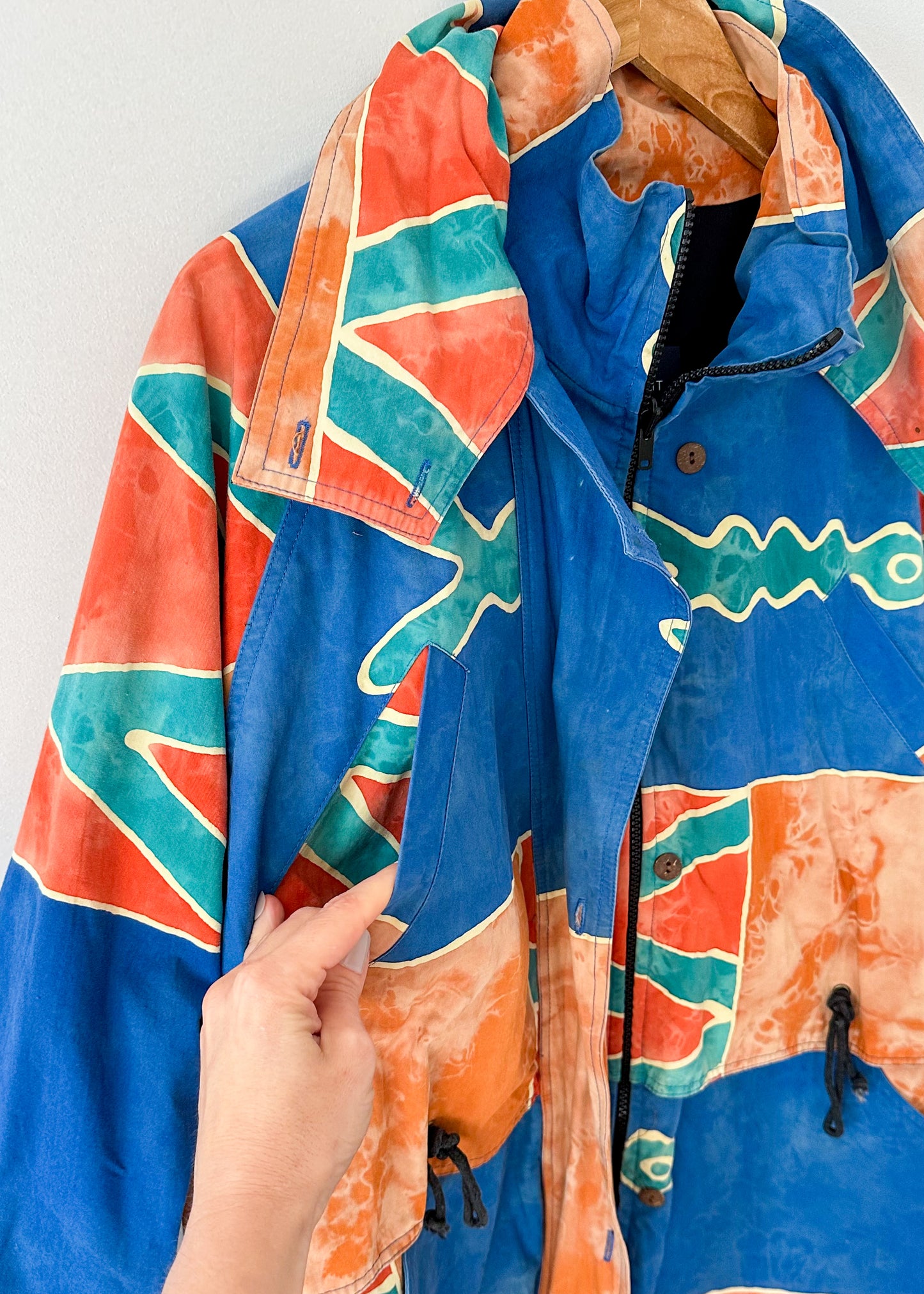 Vintage 90s Azure Geometric Cocoon Jacket (XL)