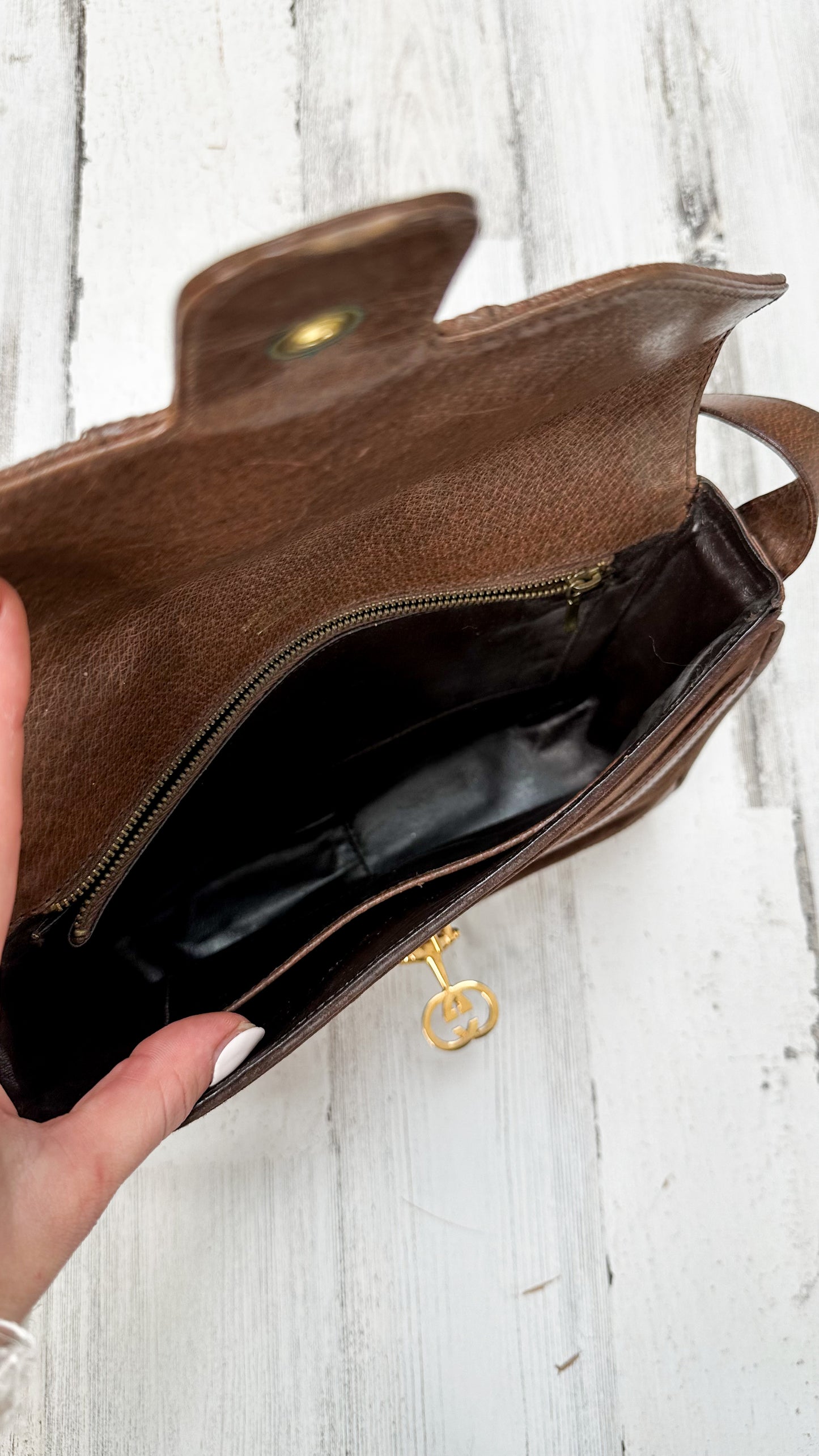 Vintage 70’s Gucci Brown Suede Horsebit Lock Front Shoulder Purse