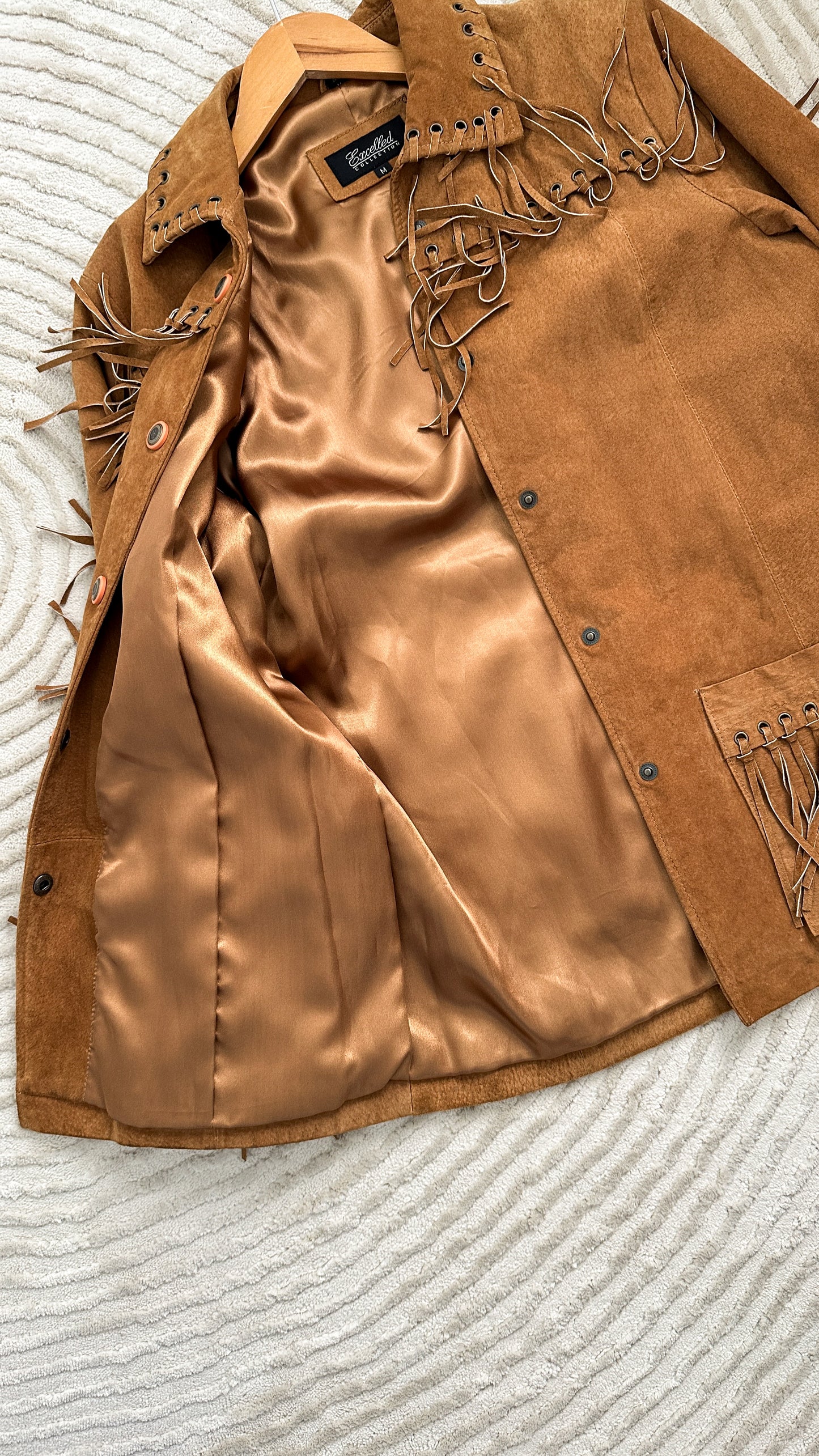 Brown Suede Leather Fringe Western Jacket (M)
