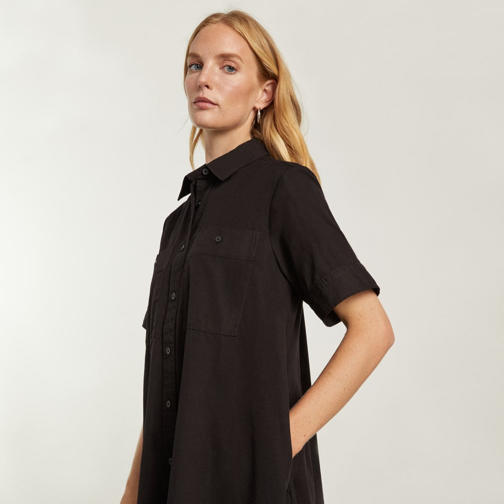 Everlane Day Tripper Black Shirt Dress (XL)
