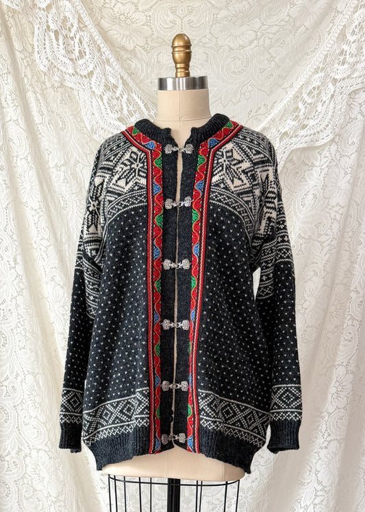 Vintage 90s Sweater Market Copenhagen Fair Isle Nordic Cardigan Sweater (L)