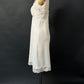 Vintage 80s Union Made Lady Lynne Cream Silky Lace Trim Slip Dress (M)