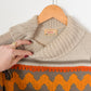 Vintage 70s Petti Glen Orange Brown and Yellow Knit Top (M)