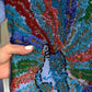 Vintage One-of-a-Kind Peacock Bead Embroidered Hanes Pullover Fleece Sweatshirt (L)