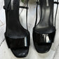 Jil Sander Black Patent Leather Square Toe Sandal Wedge Heels (38.5 or 8/8.5)