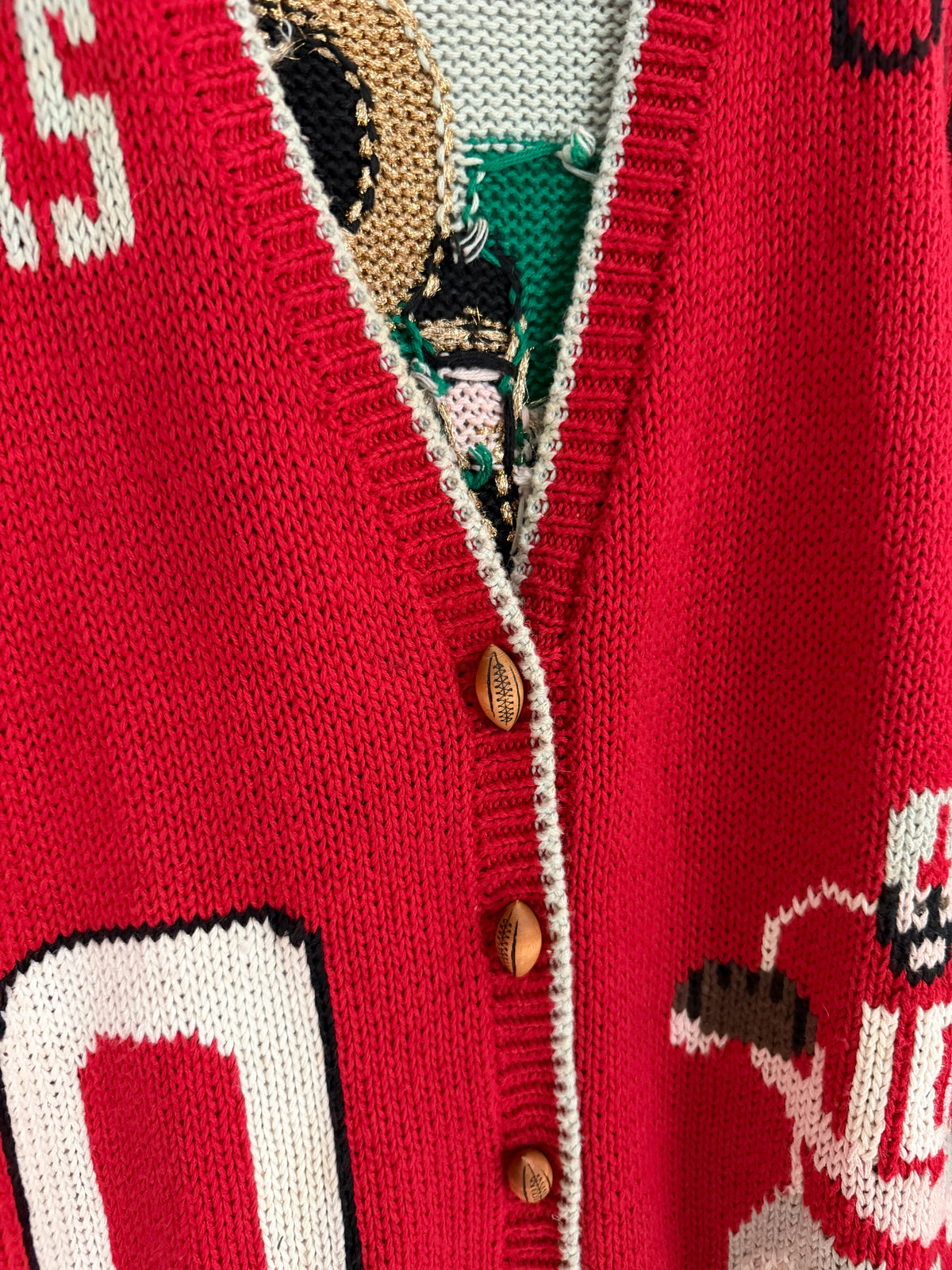 RARE Vintage 90s Belle Pointe Ohio State University Football Sloopy Knit Cardigan