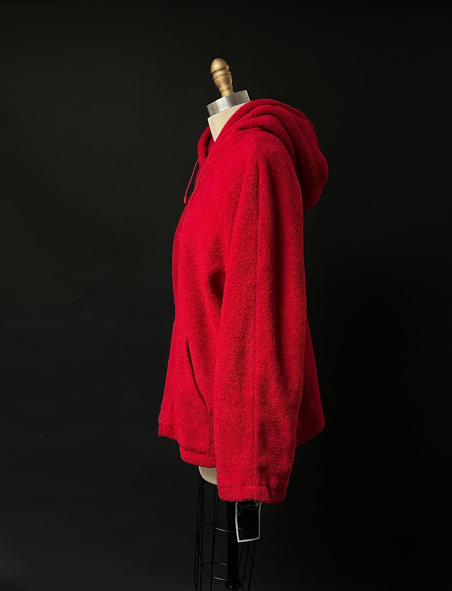 NEW Vintage 90s Sandro Fuzzy Red Hooded Coat (L)