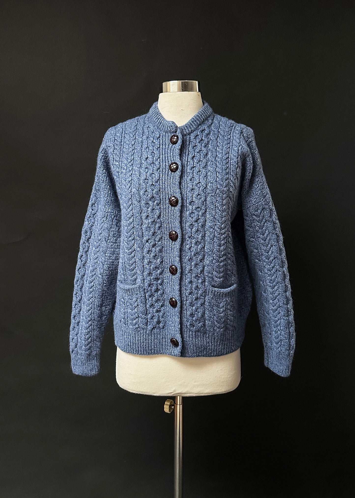 Carraig Donn Irish Knit Merino Wool Sweater Cardigan (S)