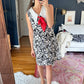 Vintage 70s Floral Print Wide Collar Neck Tie Button Down Dress (8 or M)