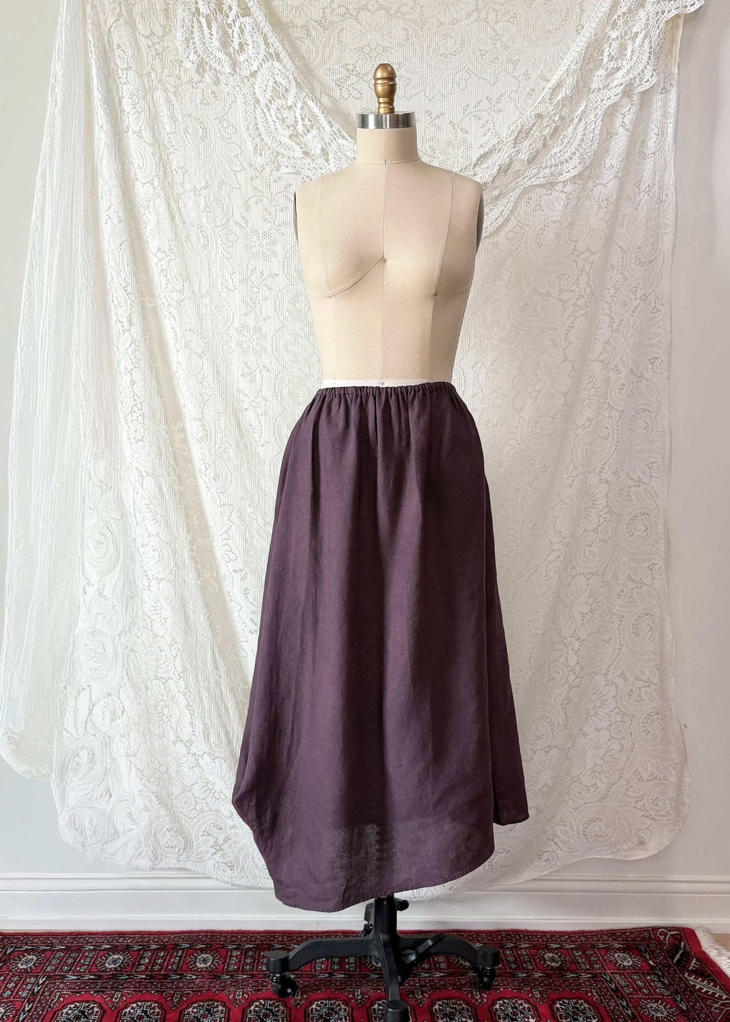 KL Playwear Brown 100% Linen Balloon Maxi Skirt (one size)