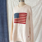 Vintage 90s Polo Ralph Lauren Cream American Flag 100% Cotton Crewneck Sweater