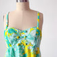 Vintage 60s 70s Lilly Pulitzer Green & Yellow Floral Dress (8 or M)