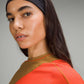 Lululemon Asymmetrical Ribbed Cotton T-Shirt in Solar Orange and Beige (XL)