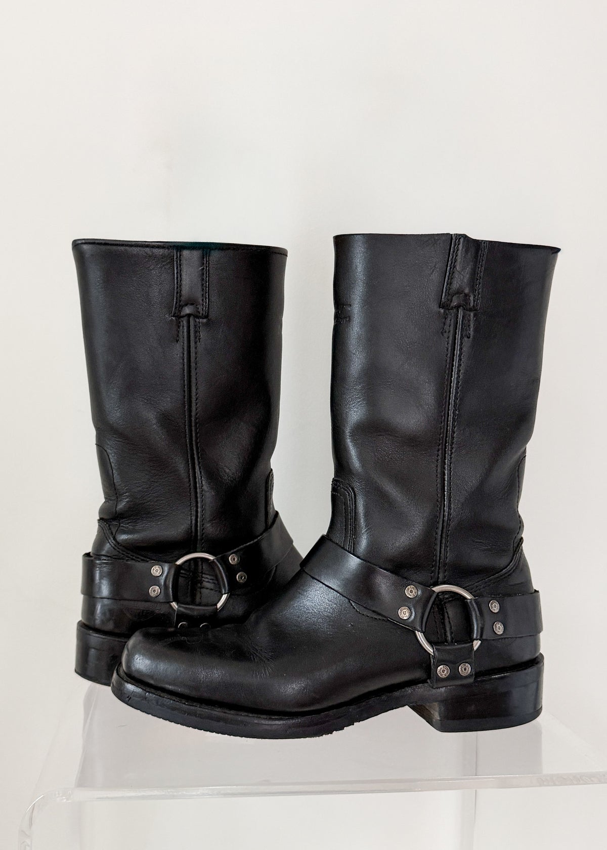 Harley-Davidson Black Leather Harness Motorcycle Biker Boots (men’s 9 US)