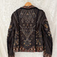 BIYA by Johnny Was Olive Brown Embroidered Studded Boho Moto Jacket