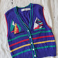 Vintage Robert Scott LTD Embroidered Sailboat Nautical Knit Sweater Vest (M)