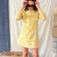 Vintage 70s Diolen Yellow Print Mini Dress