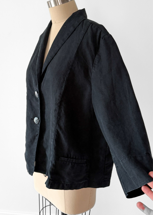 J.Jill Black Linen Summer Blazer Jacket