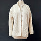 Vintage 80s Ireland Carraig Donn Aran Cream Pure New Wool Cardigan Sweater